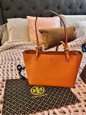 Tory Burch Cognac Leather Tote with Dual Straps
